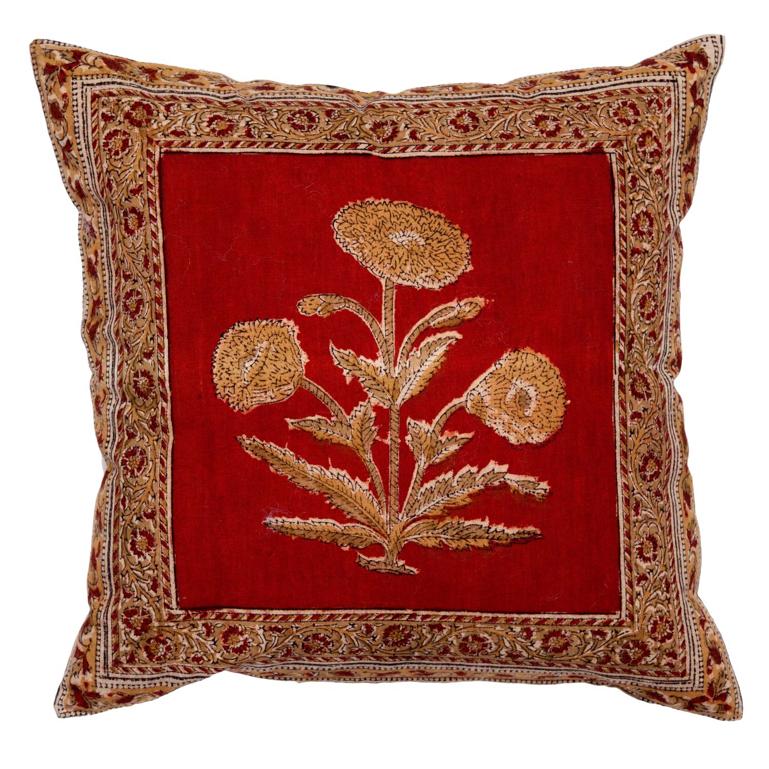 Poppy Pillow Cover - Maroon: marigoldliving.com